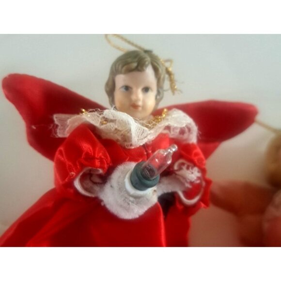 Vintage Christmas Tree Angel Lights Set of 4 Bisque  Vintage Christmas Tree Angel Lights Set Of 4 Bisque Porcelain Fabric 5\